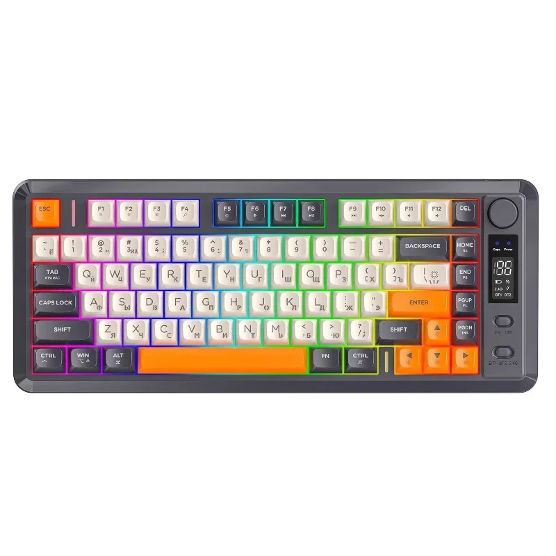 M75 Russian Wireless Bluetooth Dual Mode Mechanical Feel Russian Keyboard Game E-sports Office Mute PBT