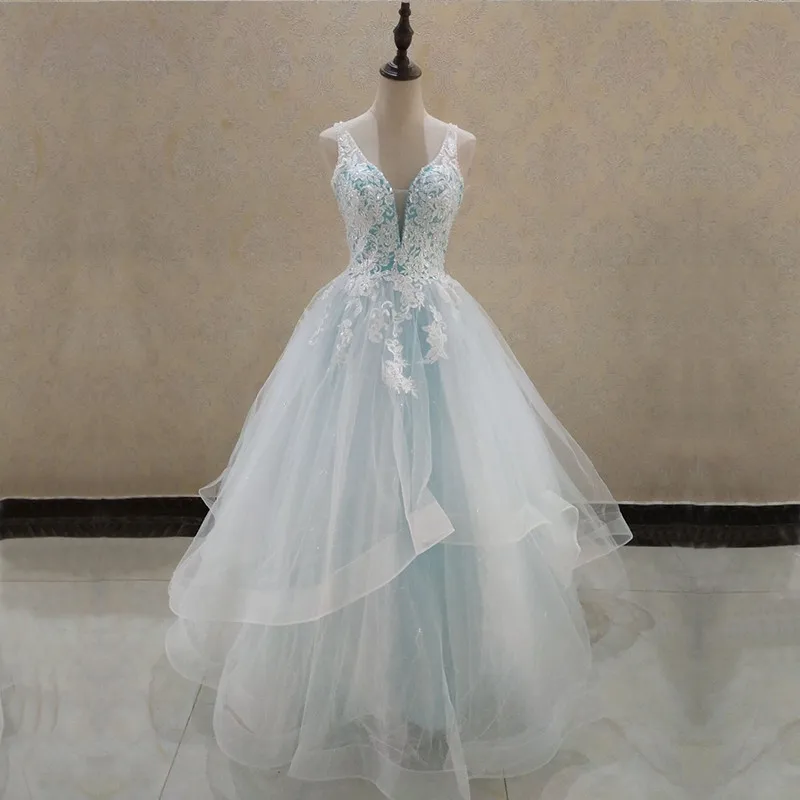 ZJ9204 Customized Elegant A-Line Sweetheart  Tulle Wedding Dress See-through Back Appliques Lace Bridal Gowns For Women