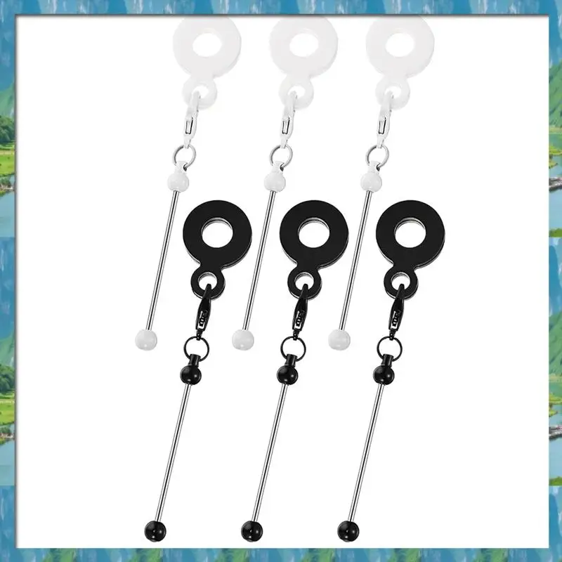 AB07 ร้อน 6 ชิ้น Beadable Tumbler Straw Charms Black & White, DIY Beaded Straw Charm อะแดปเตอร์สําหรับ Custom ถ้วย