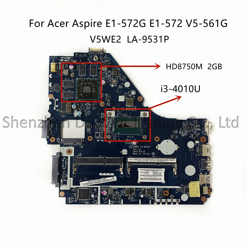 V5WE2 LA-9531P For Acer Aspire E1-572 V5-561G E1-572G Laptop Motherboard With i3 i5 i7 CPU HD8570M 2GB Video Card NBV9E11001