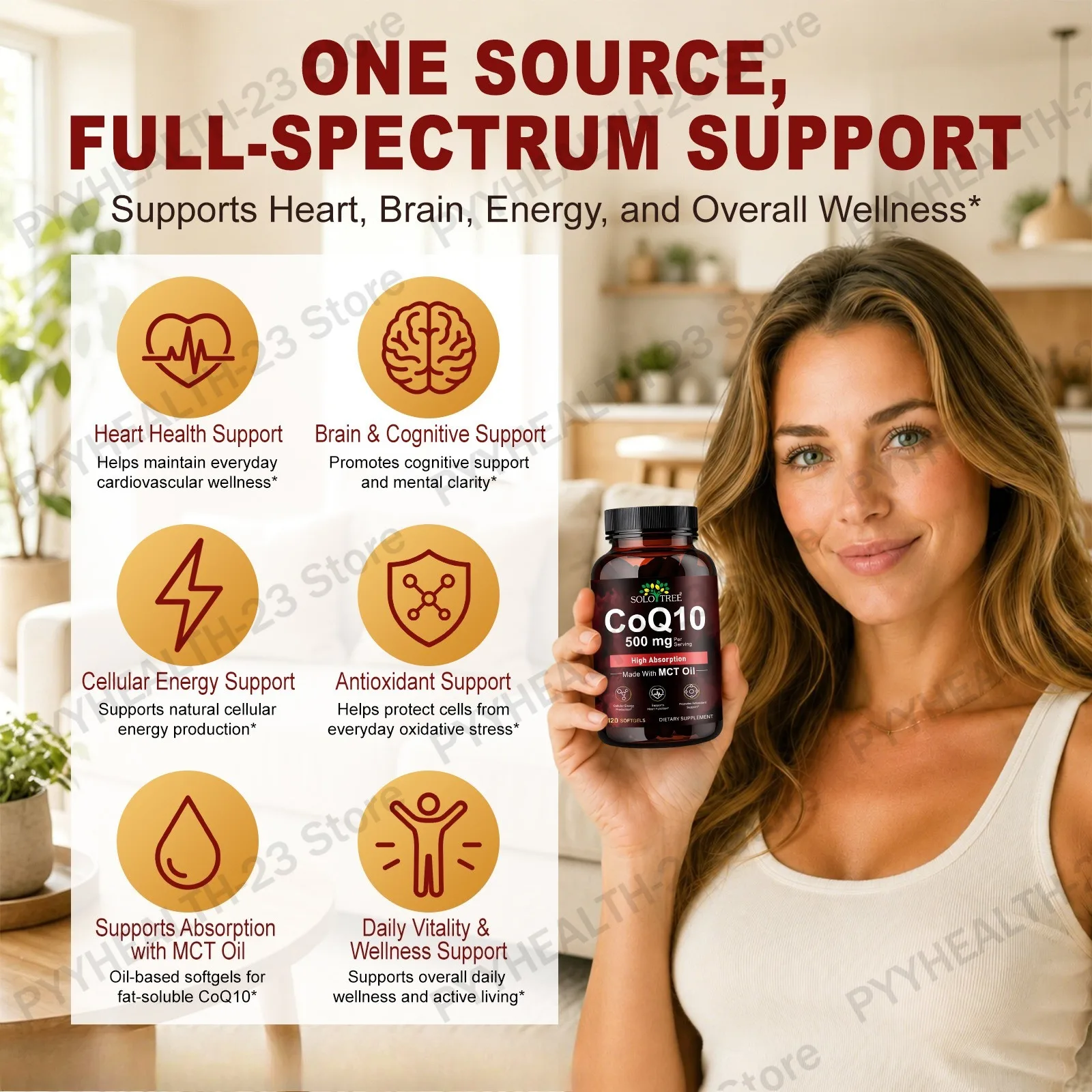SOLOTREE CoQ10 500 Mg Softgels High Absorption with MCT Oil Promote Heart Health Antioxidant Enhance Cellular Energy & Vitality
