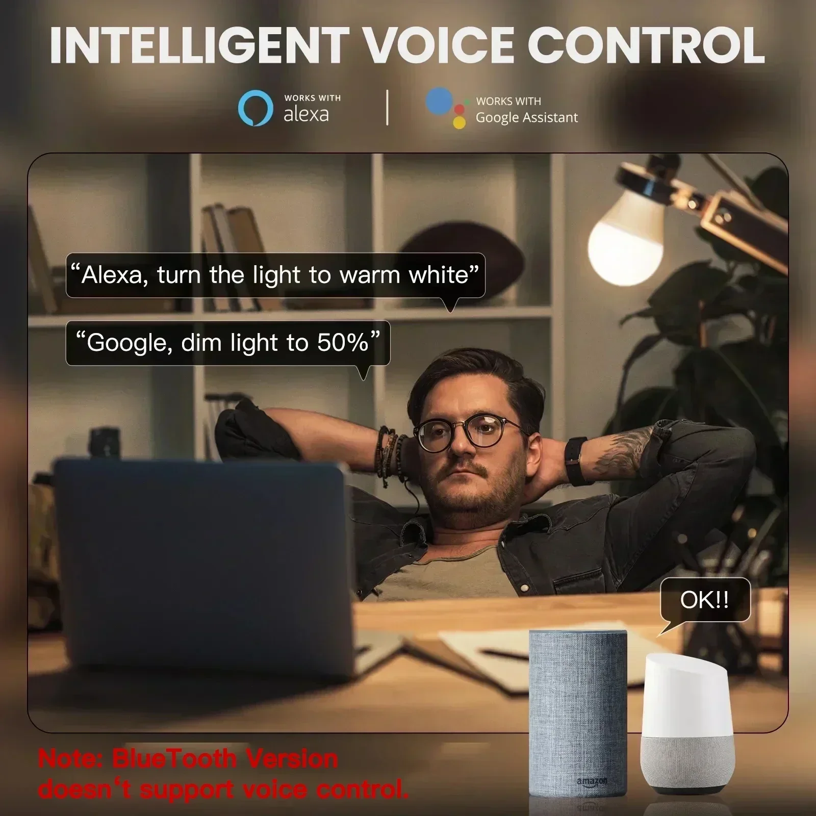 مصباح TNCE Tuya E27 يعمل بالبلوتوث/واي فاي/Zigbee، مصباح ليد قابل للتعتيم 2700-6500k RGB، تطبيق الحياة الذكية، التحكم الصوتي مع أليكسا وجوجل هوم - 5