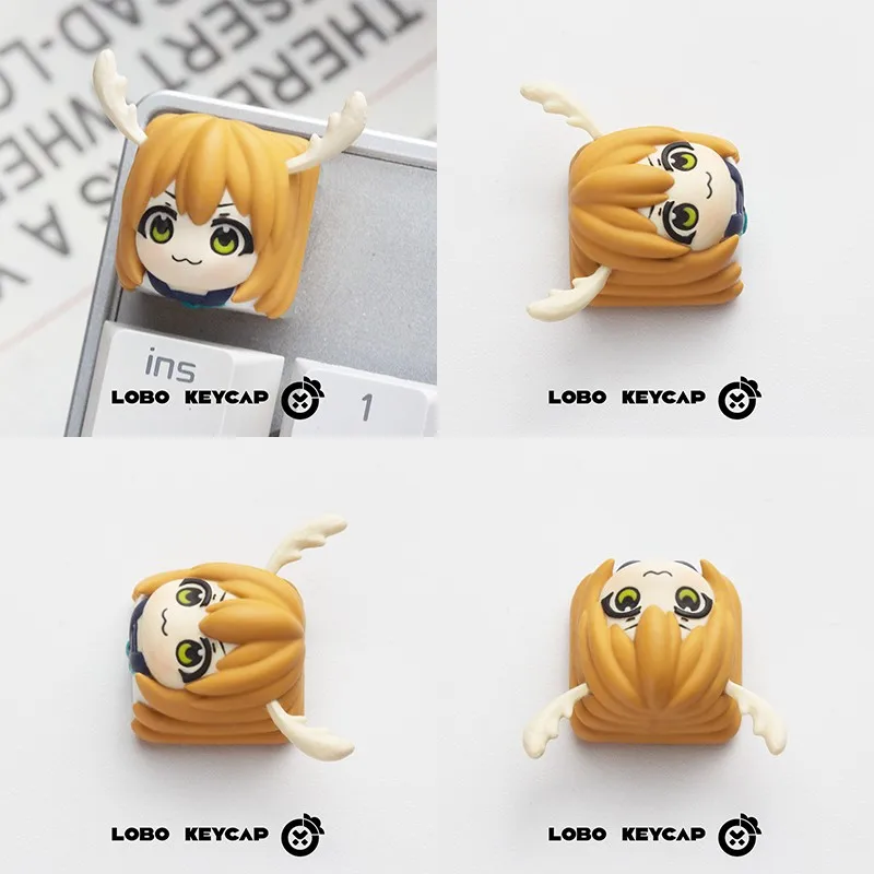 LOBO My Deer Friend Nokotan Keycap Hand-made Resin Cute Keycap Mechanical Keyboard Keycaps Customized Gaming Accessories Gift