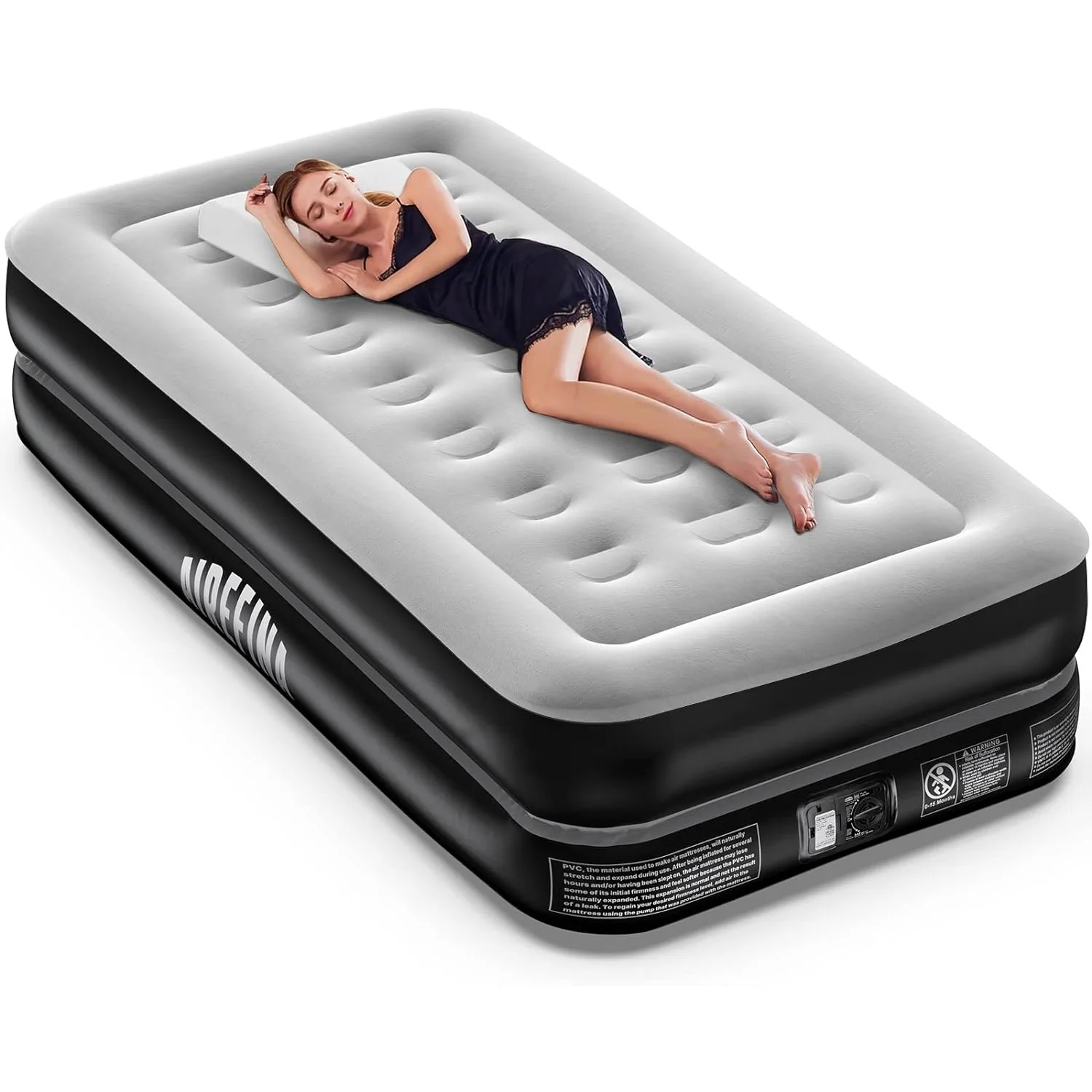 

Airefina Air Mattress Twin with Built in Pump, Upgraded Stable Design Inflatable Mattress, Fast Inflation/Deflation