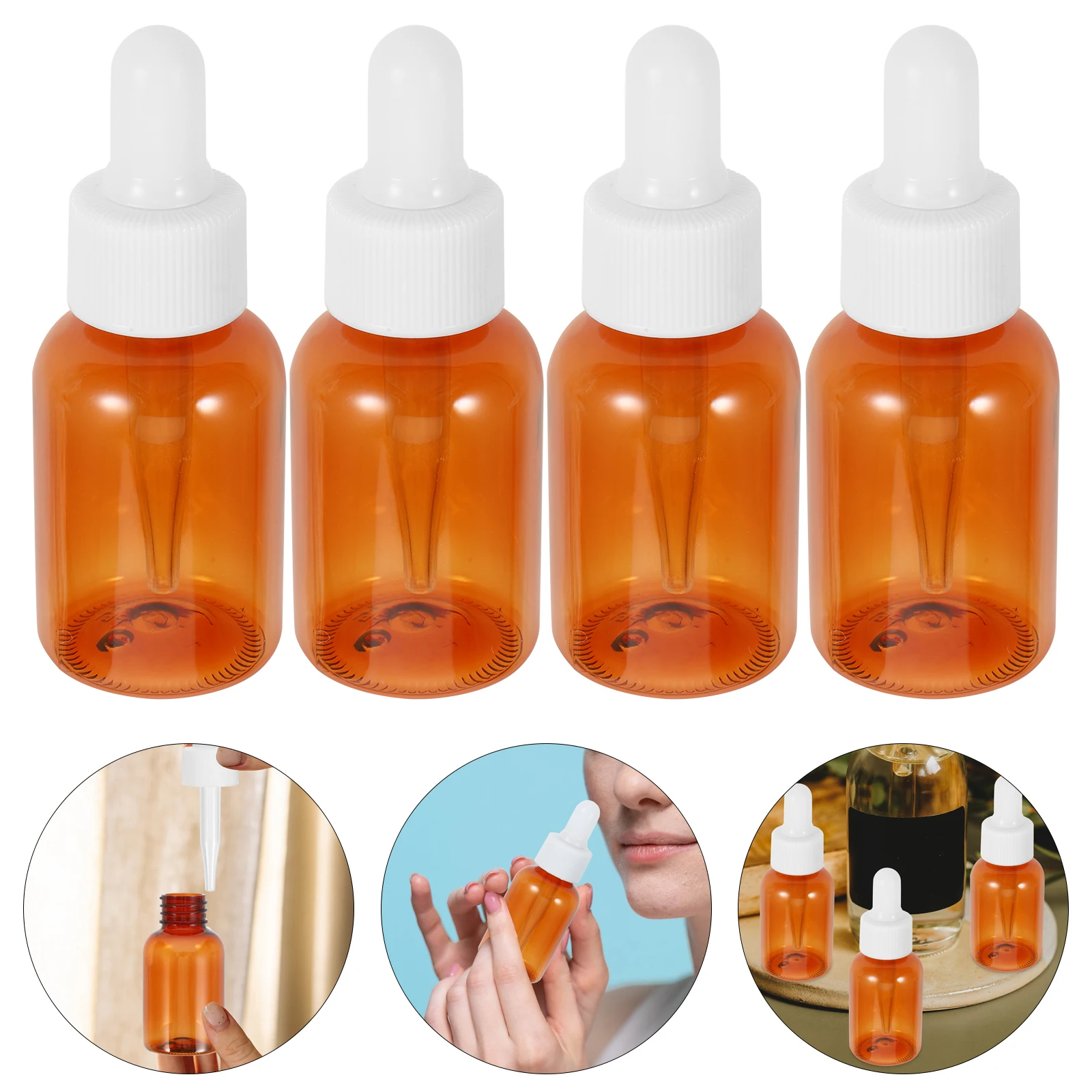 

4pcs 35ml Dropper Bottles Plastic Sub Bottles Small Essential Oil Sample Vials Mini Travel Size Dispenser for Oils