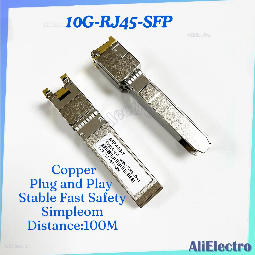 SFP+ 10GBASE-T 100m Fiber Copper Modules Optical Turn To RJ45 Ethernet Port Switch connector Copper Compatible with TP-Link