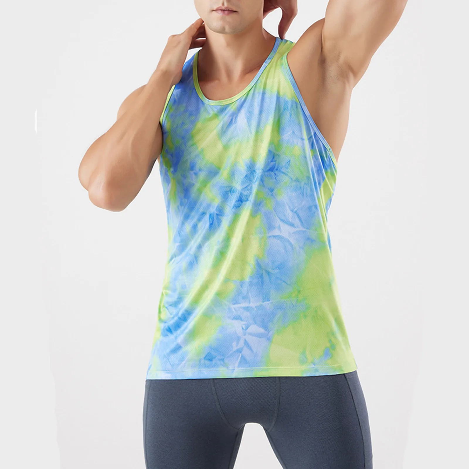 

Men's Women's Outdoor Running Tank Top 3D Print Gradient Color Gym Fitness Vest Tops Summer Casual Exercise Breathable Clothing