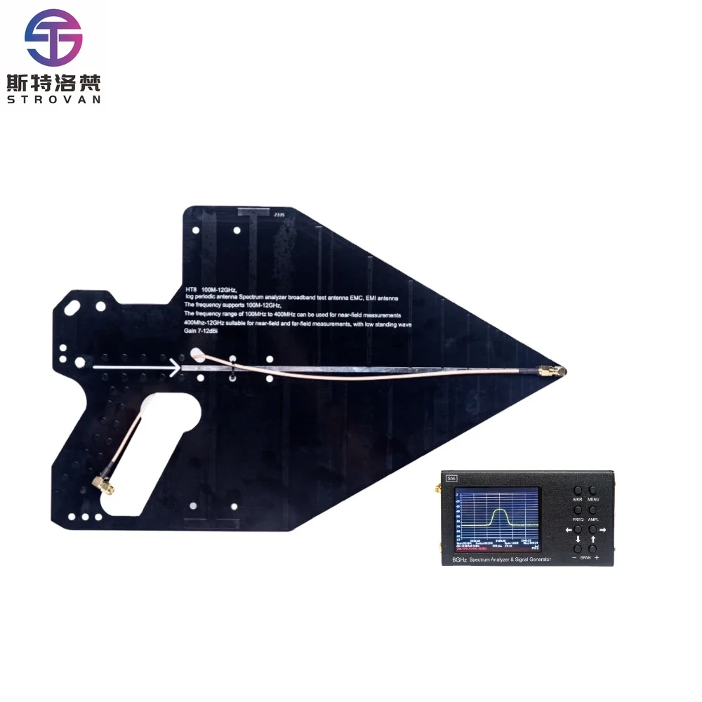 

HT8 Logarithmic Periodic Antenna 0.1-12GHz High Precision Positioning Direction Finding Antenna Spectrum Analyzer EMC Antenna