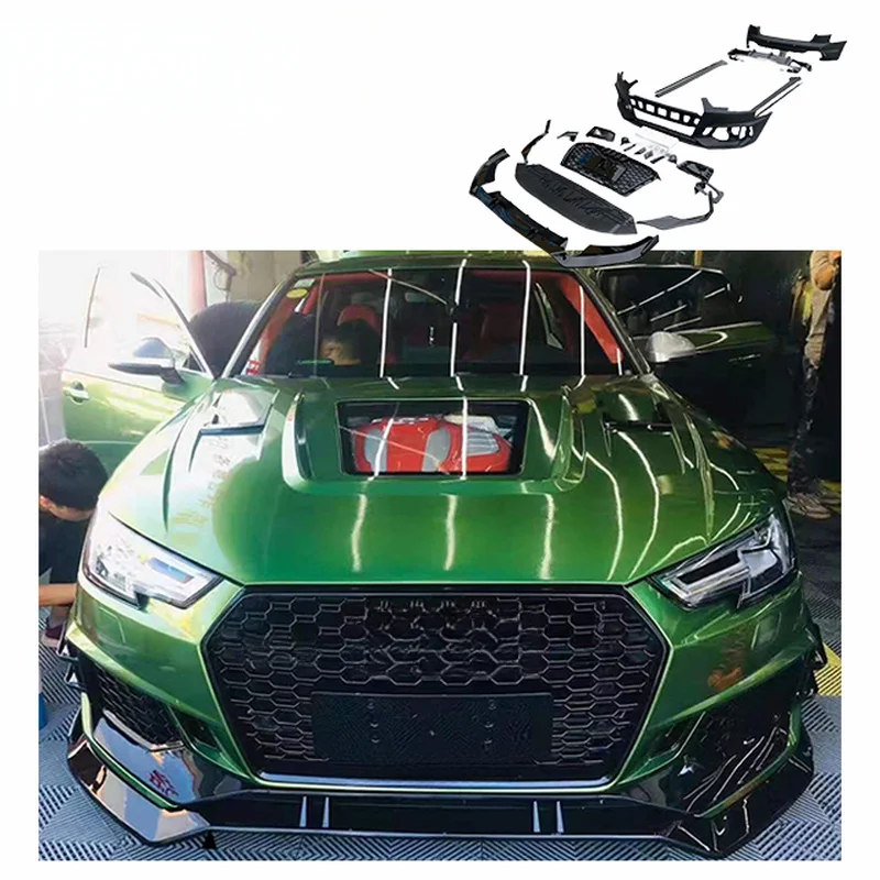 High Quality ABT Body Kit Fit A4 B9 Upgrade to RS4 Style, Front Bumper, Rear Bumper, Side Skirts & Front Lip