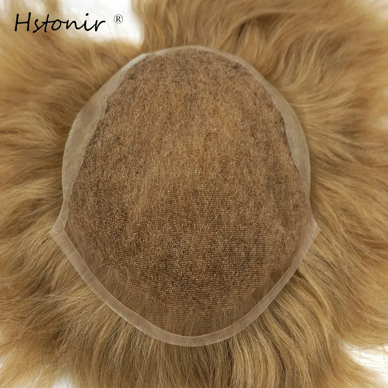 Hstonir Mens Prosthetic Lace Front Wig Masculina Parrucche Indian Remy Hair Replacement Q6 Swiss Lace Toupee H045