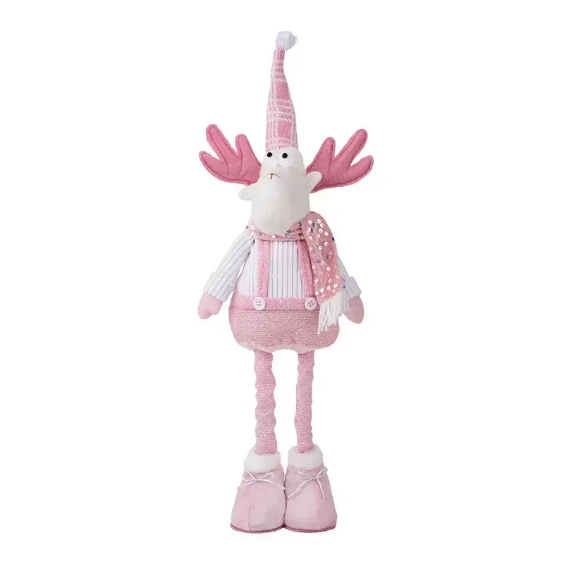 

Holiday Christmas Ornament with Rosy Sequins and Telescopic Doll for Window Decoration and Home Mantels Display