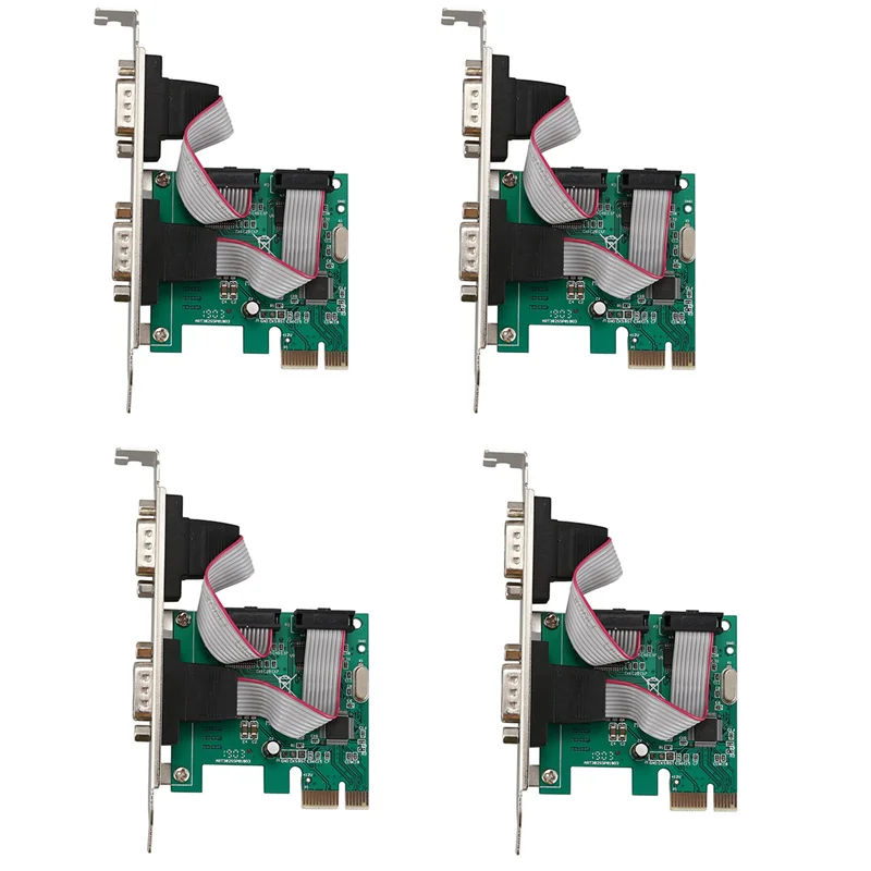 

4X PCI-E PCI Express Dual Serial DB9 RS232 2-портовый адаптер контроллера Зеленый