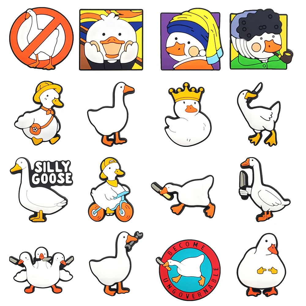 

16pcs/set NEW Cute Duck Animals Series for Cartoon Shoe Charms Accessories Fit Shoes/Wristbands Classic Clog Kids Gifts