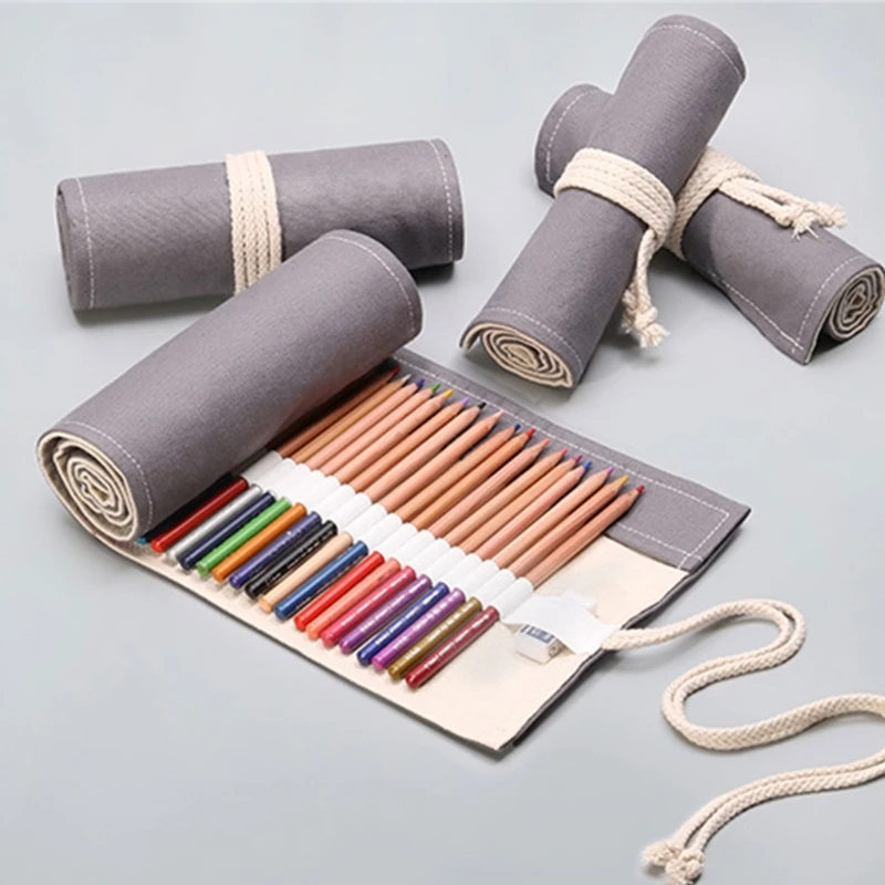 Bleistift Fall Schule Liefert Student Kunst Stift Tasche Beutel Leinwand Stift Wrap Rolle Make-Up Kosmetik Pinsel Stift Lagerung Schreibwaren