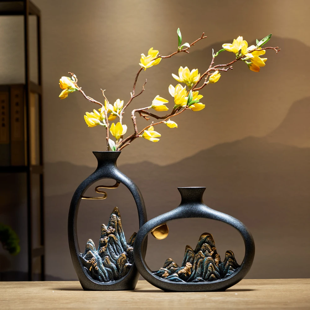 Creativity Japanese style feng shui wealth vase office Living room desktop decoration vases for home decor Accessories Art gift