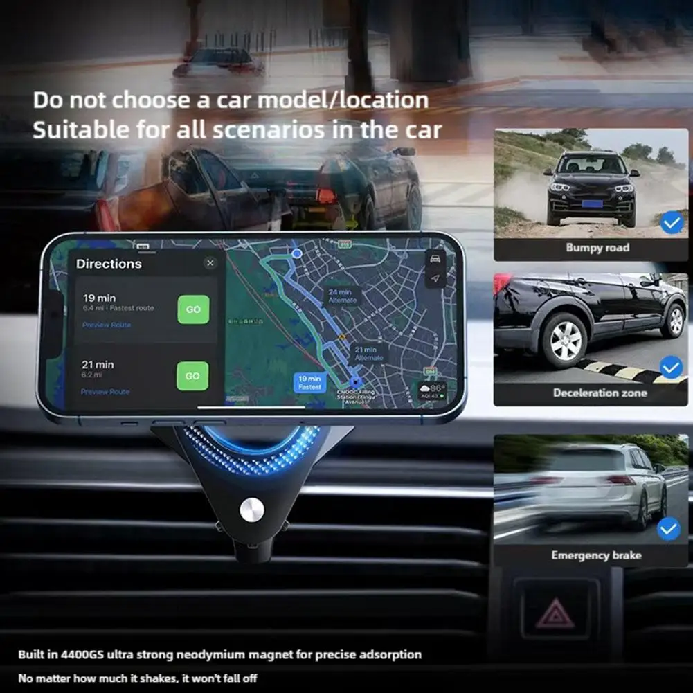 Nowa magnetyczna podstawa uchwytu samochodowego na telefon z głowicą kulową, uniwersalny magnetyczny uchwyt samochodowy do iPhone'a