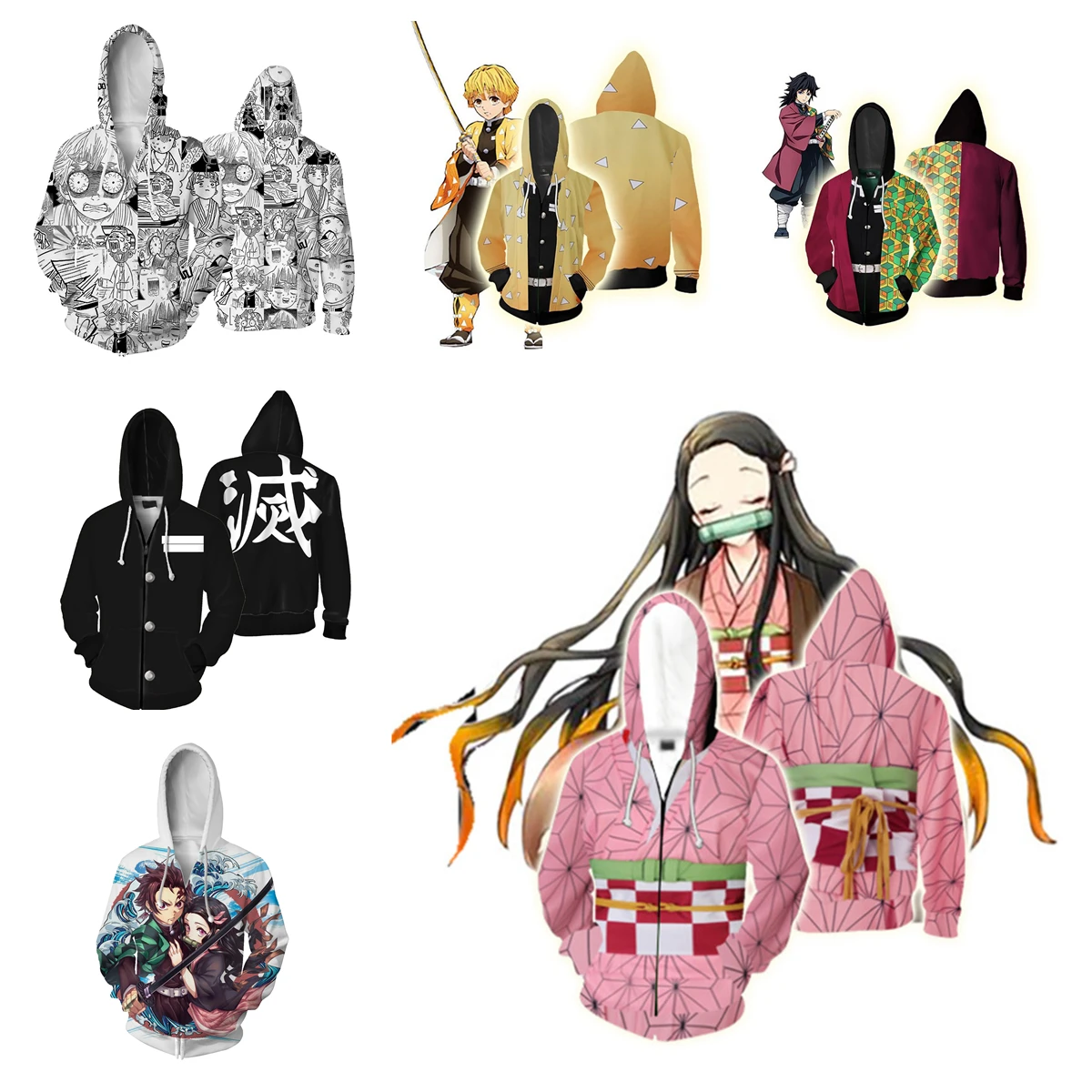 Anime Demon Slayer Hoodies Tomioka Giyuu Hooded Kochou Shinobu Cosplay Jacket Iguro Obanai Clothes Zipper Sweatshirt Hoody Coat