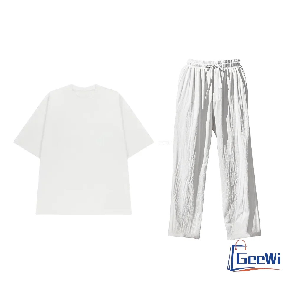 

Брюки из хлопка и льна с короткими рукавами, мужской костюм, повседневная черно-белая базовая мужская одежда большого размера