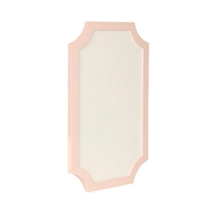 

Декоративная современная доска для заметок Holbrook Glam Framed Scallop Fabric Pinboard 15 x 24, розовая, с фигурным краем, для использования в качестве доски для визуализации или настенной доски для заметок.