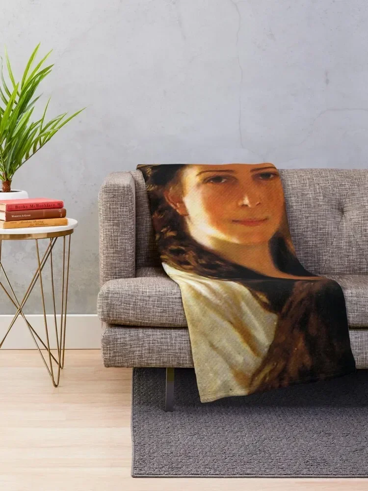 Portrait of Sisi Empress by Riegele Throw Blanket Luxury Throw Flannel Fabric Blankets For Sofas Shaggy Blankets