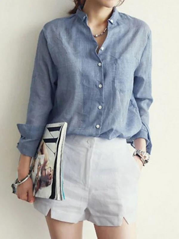 Loose Korean College Style Shirt Large Size Button down Female Neutral Style Polyester Short Sleeve Ultra Light Regular Length