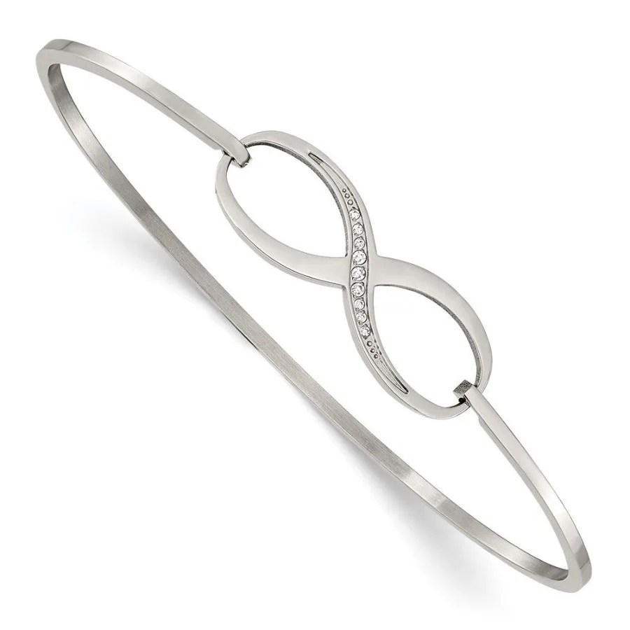 

Chisel Stainless Steel Polished with CZ Infinity Symbol Bangle