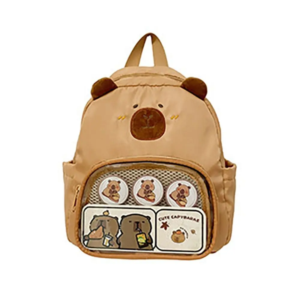 Cute Capybara School Backpack Large Capacity Plush Student Bag School Accessory Shoulder Rucksack Children