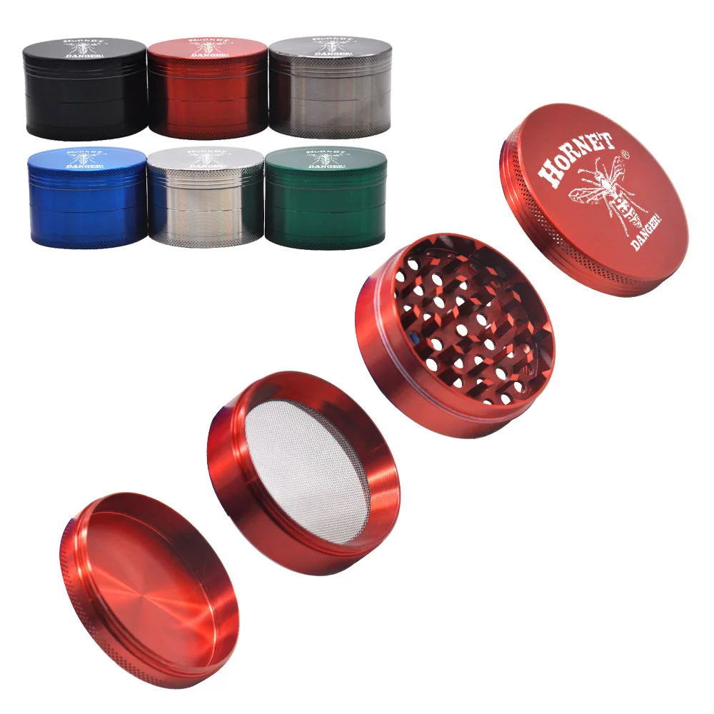 

HORNET Portable Metal Herb Grinder With Pollen Catcher Tray 63MM 4 Layers Razor-Sharp Teeth Zinc Alloy Herb Grinders Custom Logo