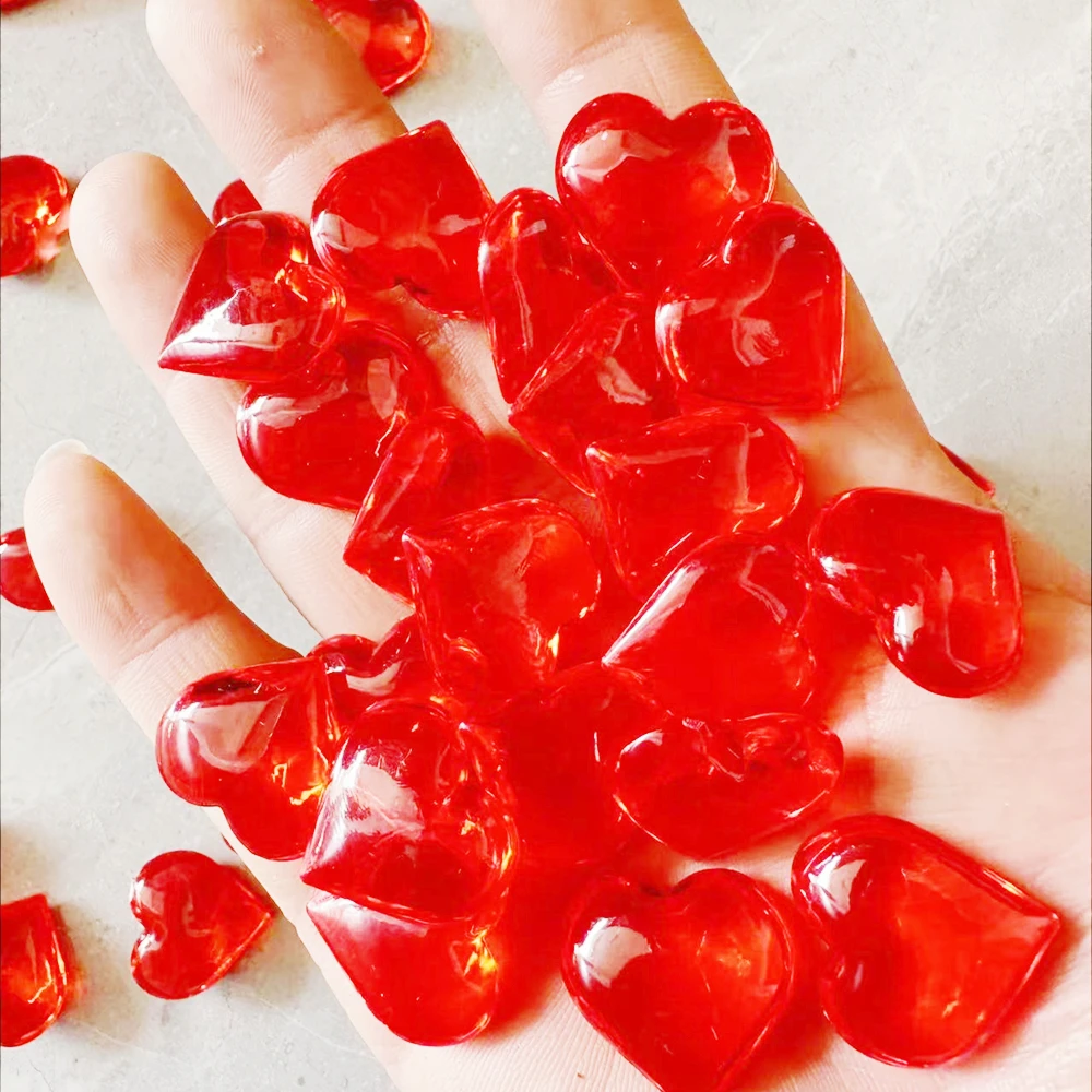 30-100 Pcs Mini Acrylic Red Heart Valentine\'s Day Gift Proposal Confession Wedding Party Evening Gift Pack Desktop Decoration