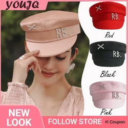 Fashion Trend Letter Embroidery Millinery Spring Autumn Woman Newsboy Cap Girl Military Snapback Flat Caps Sombreros De Mujer