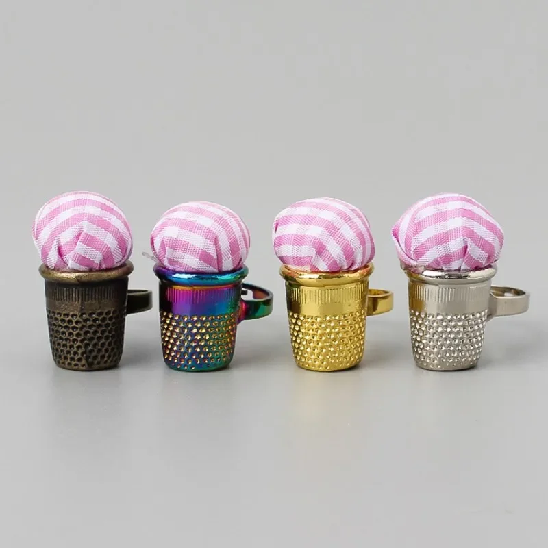1pc Sewing Kit Type of DIY Sewing Tool of Thimble + Ring Pin Cushion for Needlework, Handcraft