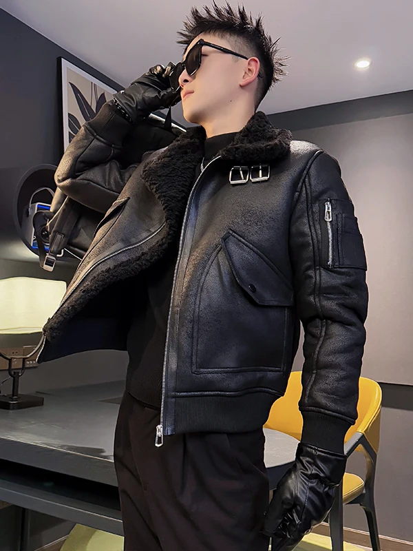 

Winter Thiened Men's Biker Cotton Jaet Casual Faionable Brand Cleanfit Long Sve Polyester Fiber Fill Coat