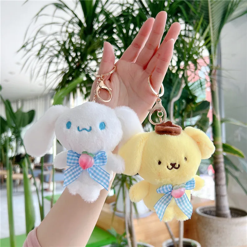 Sanrio Keychain Anime Plush Doll Cute Student Girl School Bag Pendant Pp Cotton Filling Toy Decorate Portable Cartoon Gift