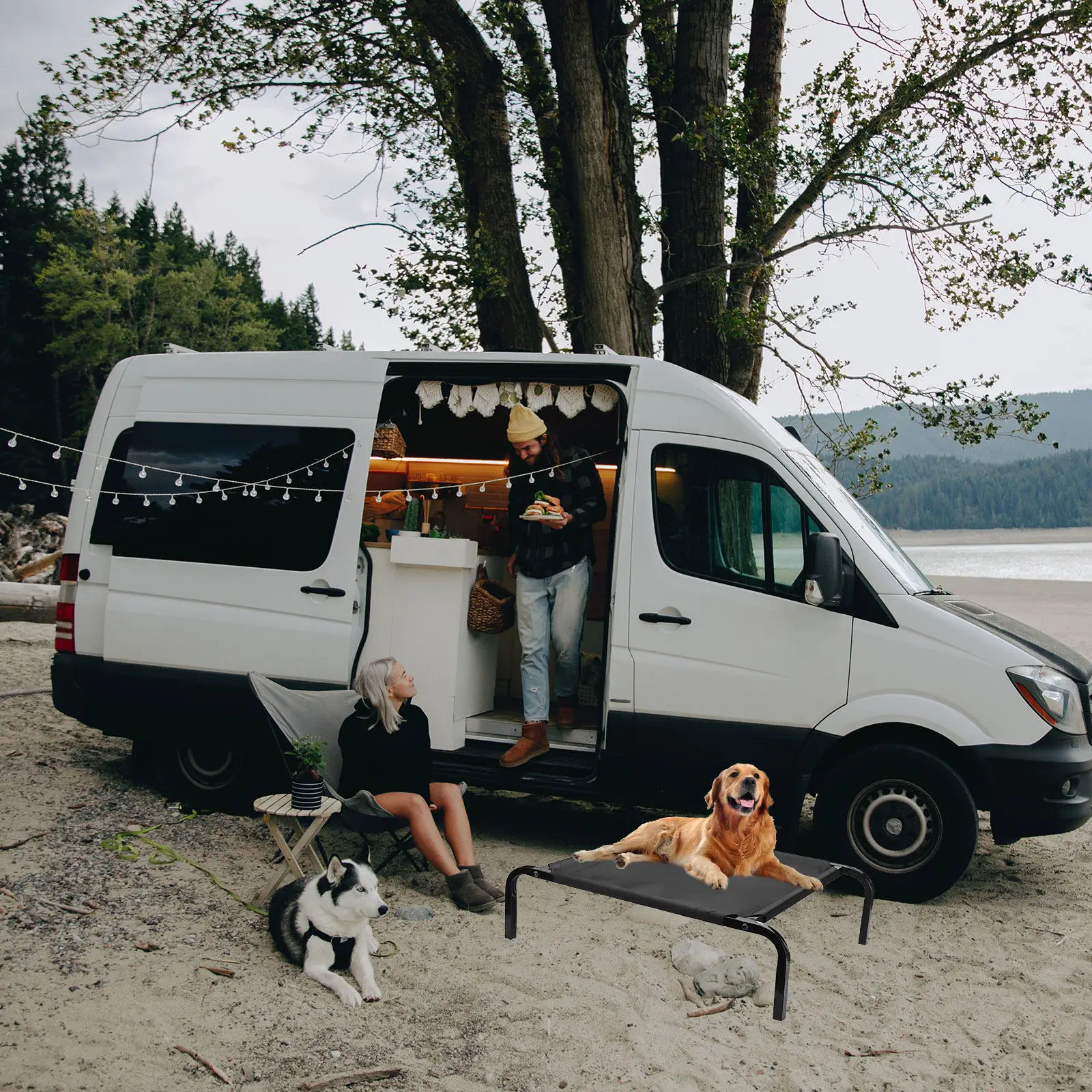 取り外し可能なペット用ベッドカバー。通気性の良い犬用ハンモッ - Outdoor Camping Dog Bed のレビューと価格