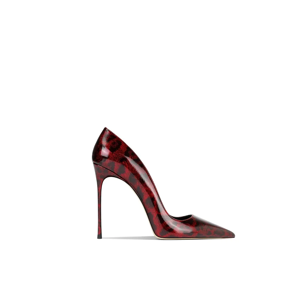 أحمر براءات الاختراع والجلود ليوبارد طباعة أشار تو الخنجر الكعوب النساء 2025 الخريف الشتاء جديد #4