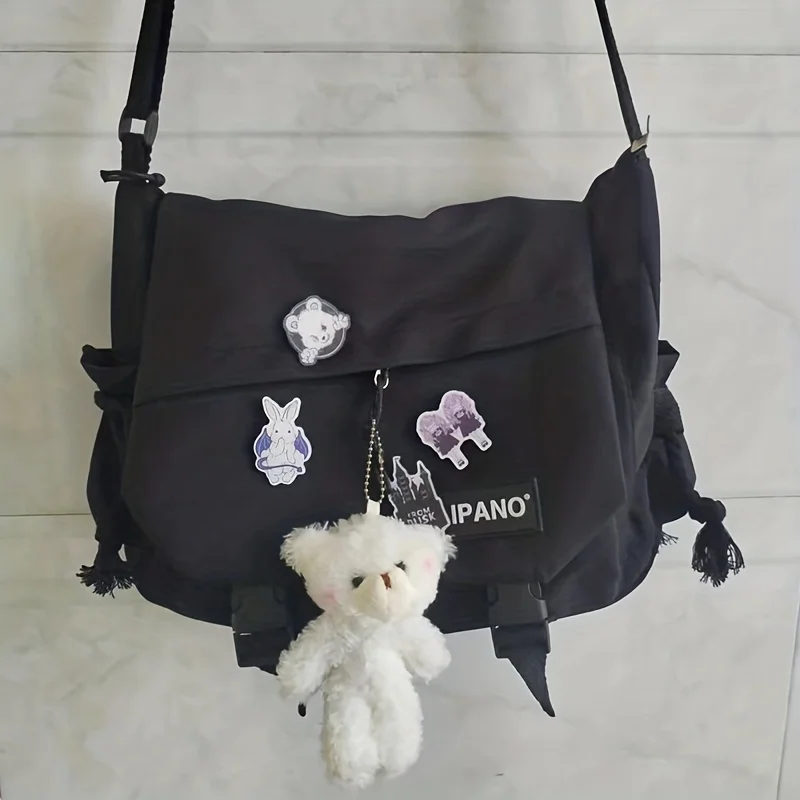 Bolso de nailon de gran capacidad para hombre, bandolera escolar para estudiantes, 1 unidad