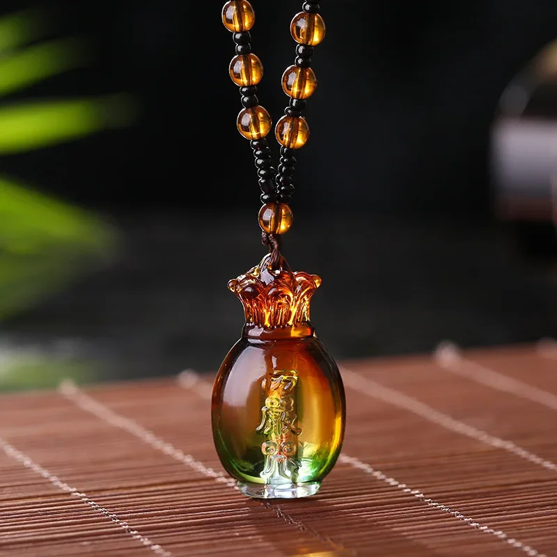 Shurangama Curse Pendant Glazed Bottle Built-in Scripture Vase Pendant Gourd Necklace Women Solicit wealth Money drawing Fortune