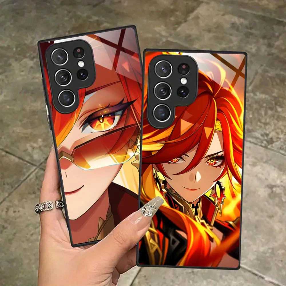 Game GI Mavuika Glass Mobile Phone Case for Samsung Galaxy A56 55 54 53 52 51 36 35 34 23 16 15 5G Colorful Cover