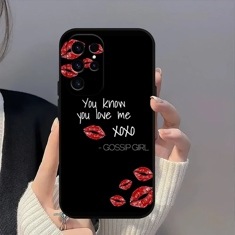 TV G-Gossip G-Girl XOXO Fashion Phone Case For Samsung Galaxy A54 A71 A72 A73 S22 S23 Ultra Black Soft Silicone Cover