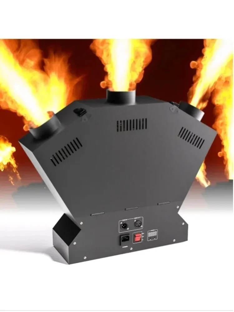 Hochleistungs-3-Kopf-Bühnenflammenmaschine 200W, DMX-gesteuerter Echtflammen-Generator für Outdoor-Events, Hochzeitsbühnen und Nachtclub-Auftritte