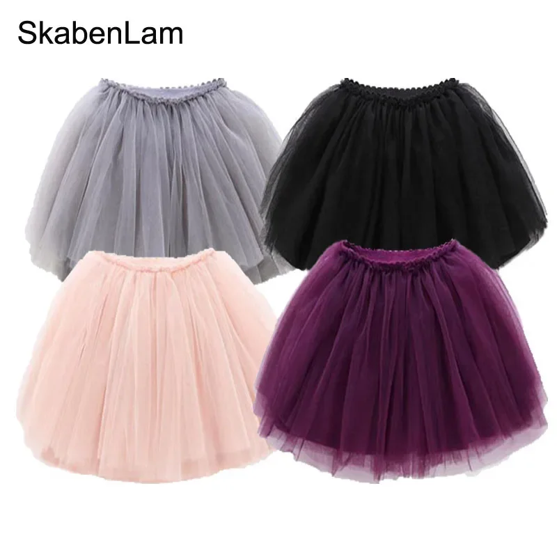 Baby Girls TuTu Skirts 4 Layers Tulle Fluffy Kids Ball Gown Pettiskirts 12 Colors Toddler Princess Dance Party Show Halloween