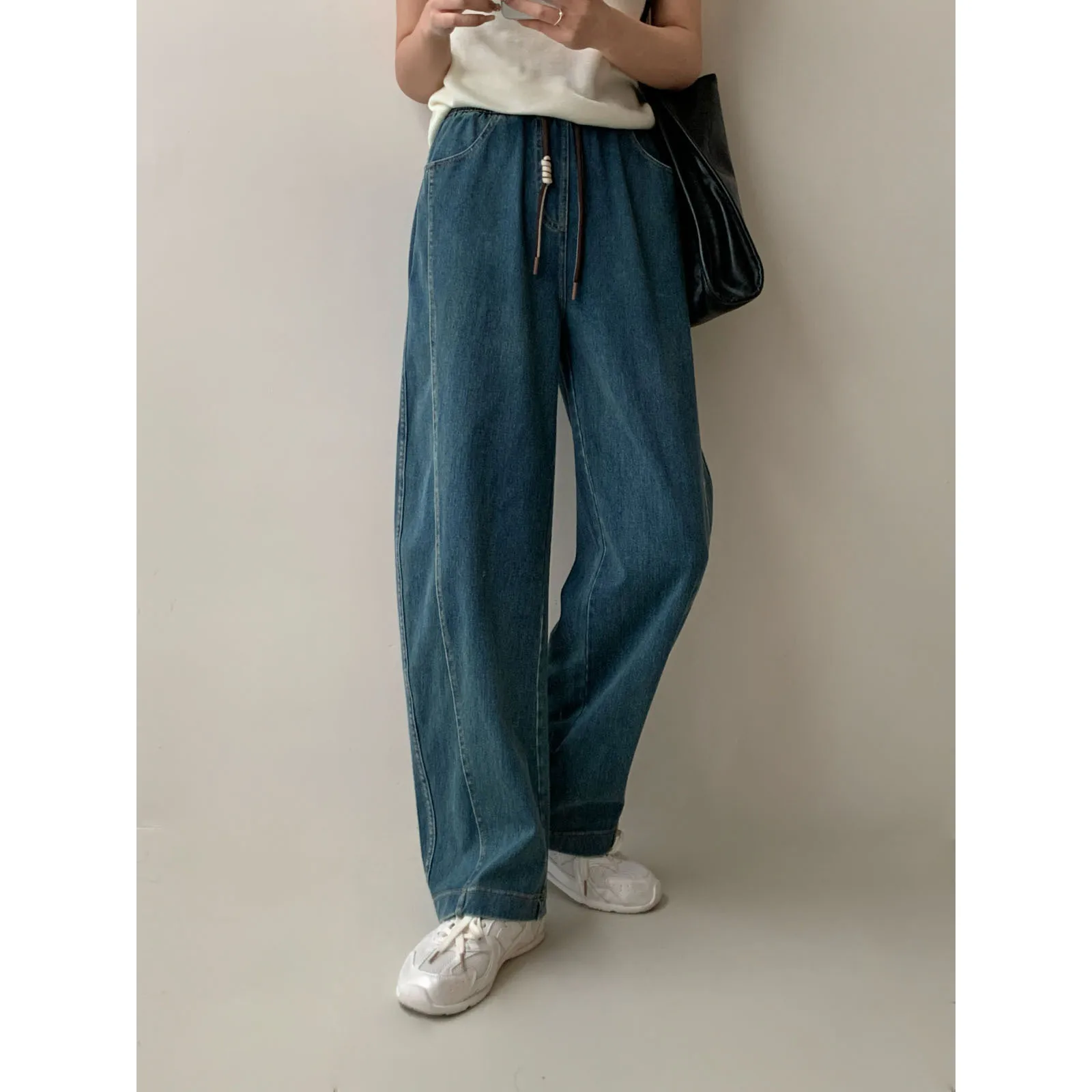 

2026 Spring New Style Elastic Waist Versatile Casual Straight Leg Jeans