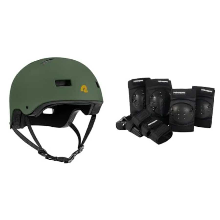 

Dakota Helmet Knee and Elbow Pads for Adults - Bike Skate Scooter Protective Gear Set - Premium Ventilation