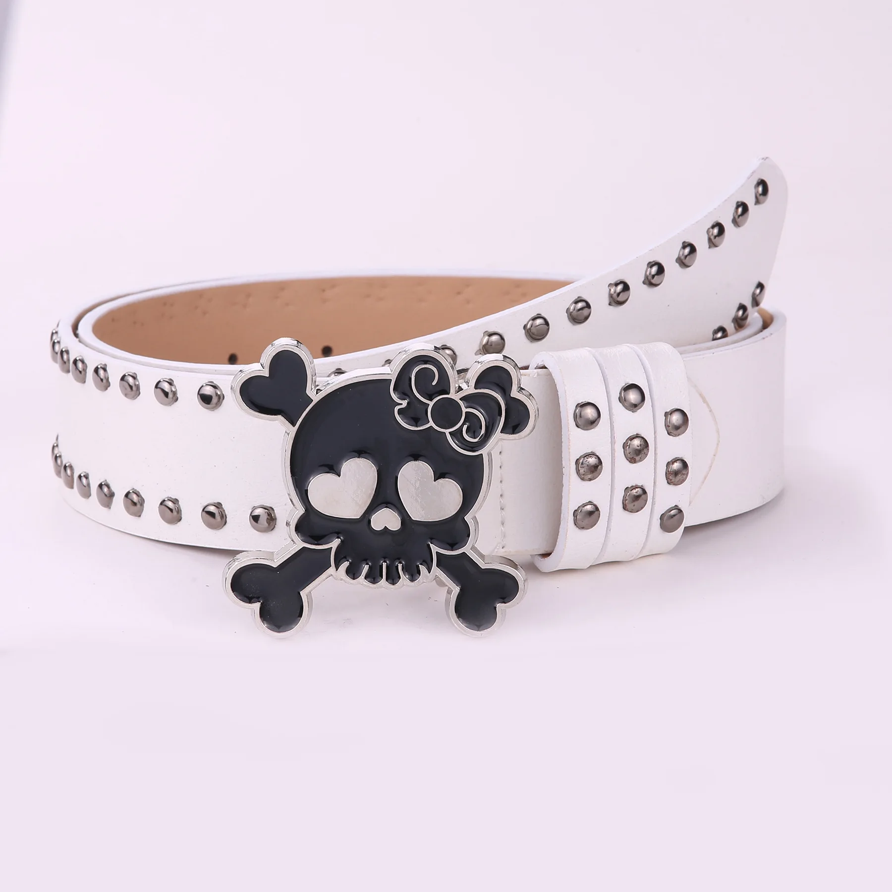 Herren- und Damen-Partygürtel, Halloween-Punk-Rockins, modischer Damen-Gürtel mit Totenkopf-Nieten, 2 kHot Girl, verstellbarer Gürtel für Männer und Frauen – Detail 4