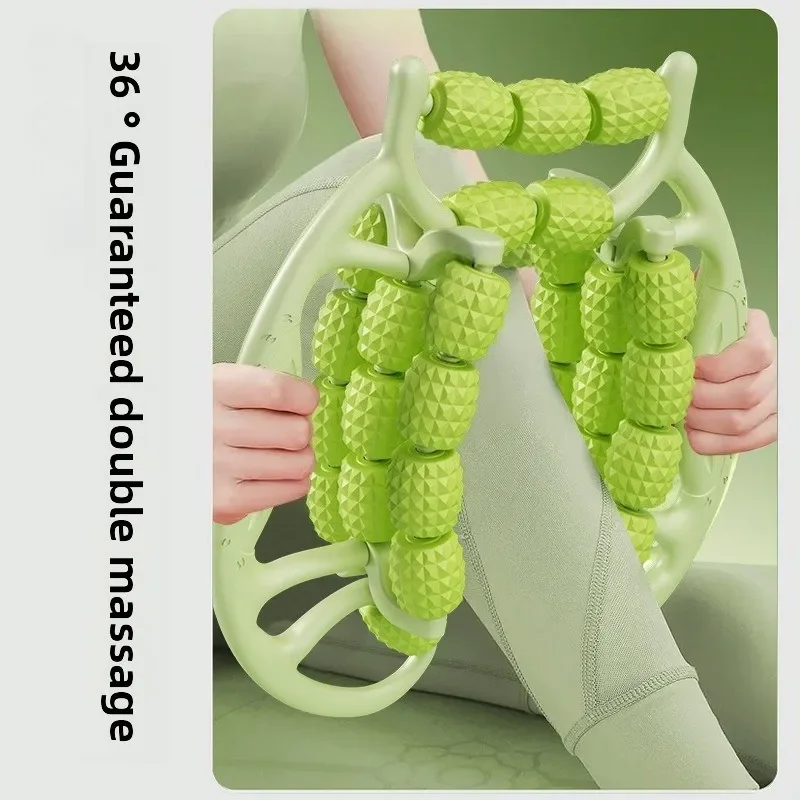 

‌ Профессиональное кольцо для массажа бедер - 29-роликовый инструмент для снятия мышц для йоги, фитнеса и похудения ног (э Эргономичный дизайн, нескользящая ручка)