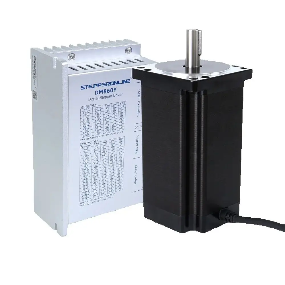 STEPPERONLINE Nema 34 Stepper Motor 12N.m 6A & Driver Kit 2.4-7.2A AC18V-80V/DC 36V-110V for CNC Engraving Milling Machine