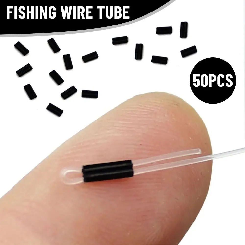 

50pcs Portable 0.6mm 0.7mm Carbon tube Line Crimping Sleeves Wire Crimp Connector Double Aluminum Tube Fishing Wire Tube