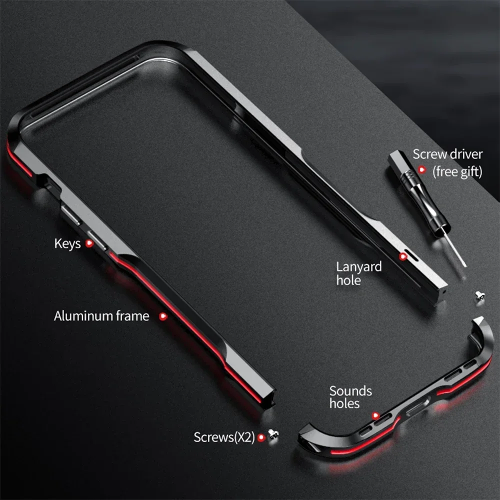 LUPHIE Metal Frame For iphone 14 Pro Max Bumper 14 Plus 13 12 Mini 11 SE Case Luxury Aviation Aluminium Protective Cover Skins