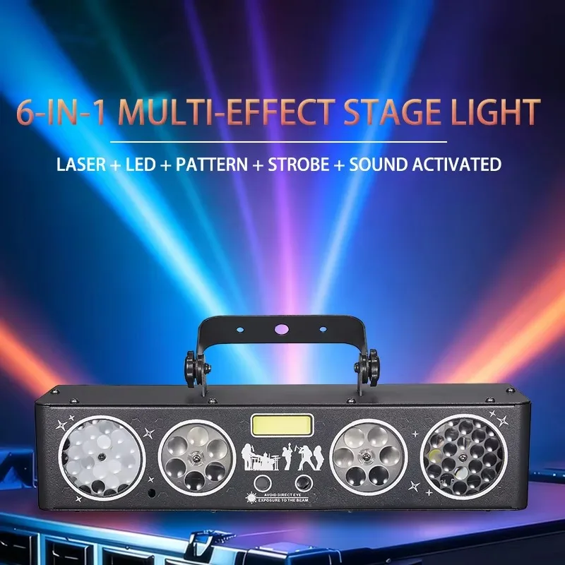 6IN1 Disco Party Light 30W Stage Effect Light Mini LED Beam Strobe DMX512 Remote Control For Club Wedding KTV Bar Home