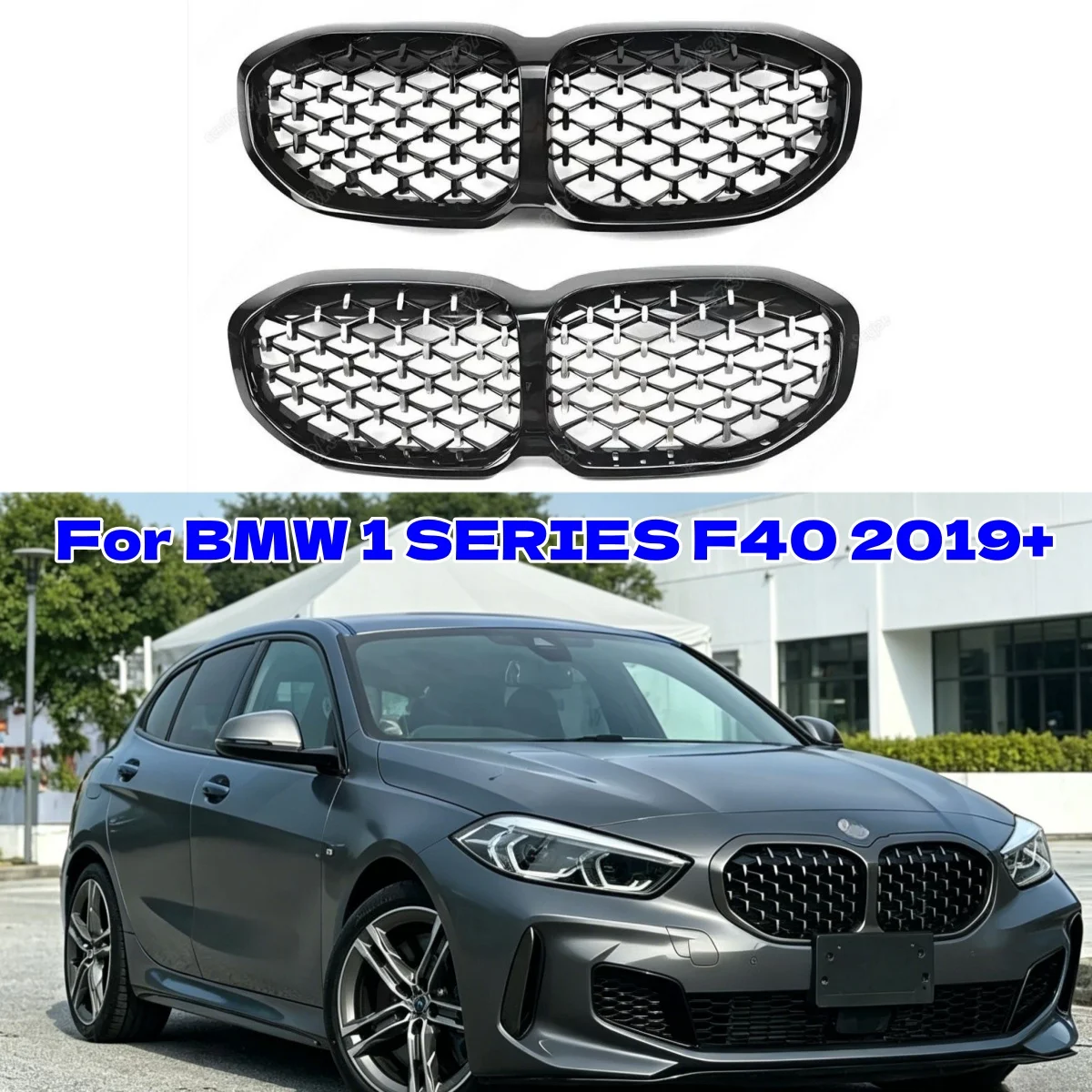

Diamond Style Front Bumper Kidney Grille For BMW 1 SERIES F40 2019+ Front Kidney Grille Grill With Black/Chrome Racing Grille
